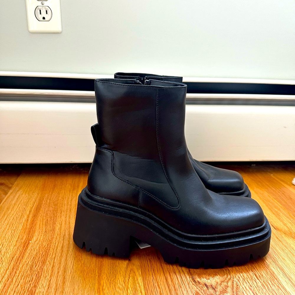 Vegan Leather Platform Ankle Booties